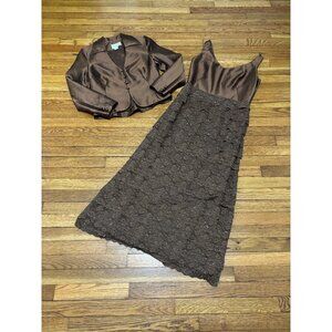 Vintage Victoria Royal Womens Dress & Evening Blazer Sz 10 Brown Beaded Sparkle